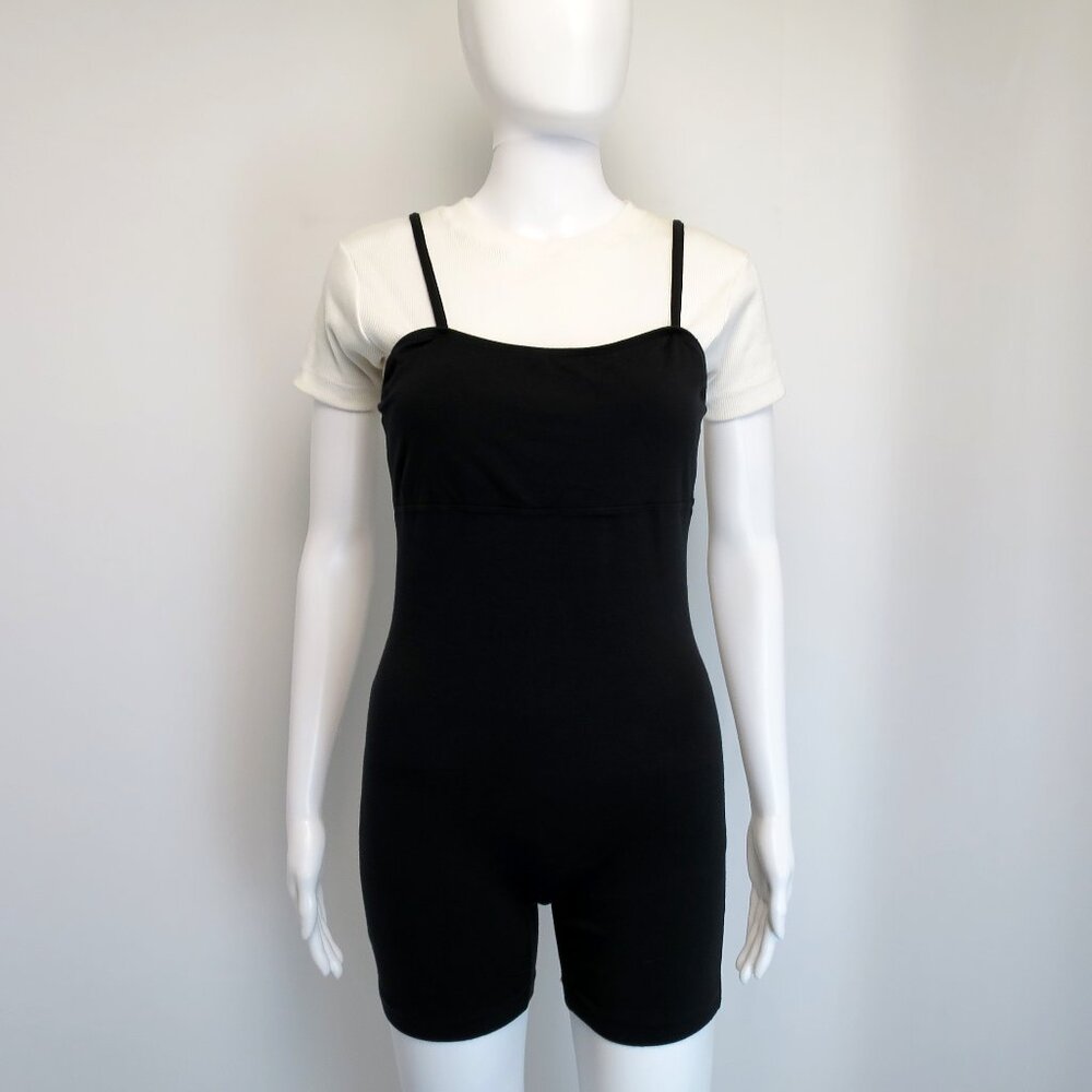 NWT Pump'n Power Illusion 2-Piece Look  Fitted One Piece with Attached Tee L 90s